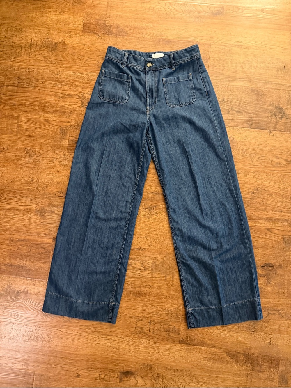 H&M Wide Leg Women's Jean Trousers in Dark Blue